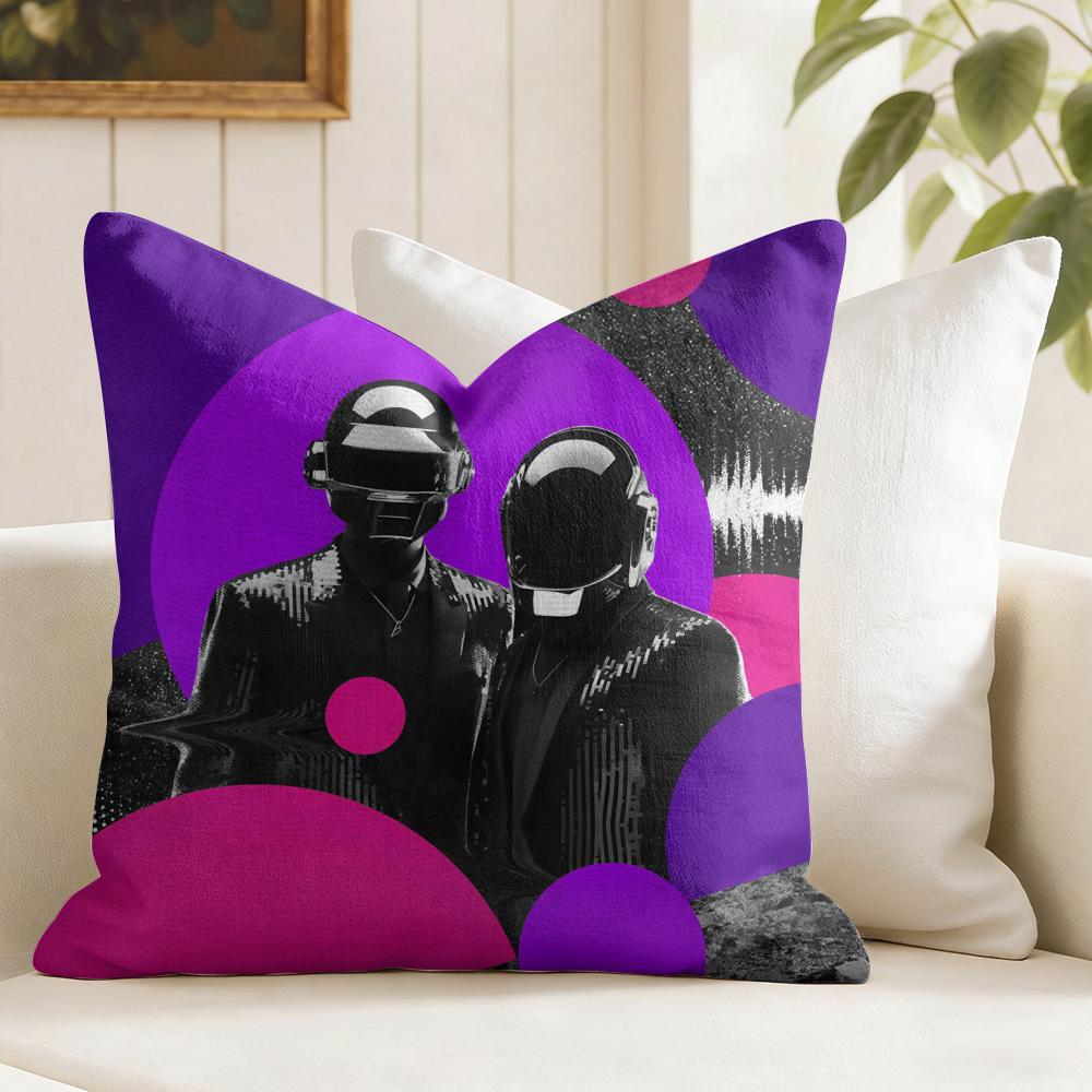 DDaft PPunk Band Cushion Cover Eco Linen Pillow Case DoubleSided Print Breathable Durable Zipper Home Decor Gift