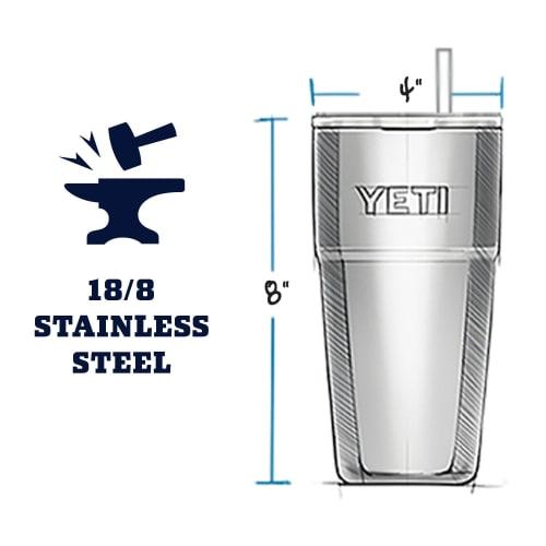 YETI Rambler 26 Oz Straw Cup, Vacuum Insulated, Stainless Steel with Straw Lid, Camp Green