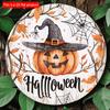 2d Flat 20*20cm, Halloween Home Decoration, Halloween Wizard Pumpkin, Wooden Circular Creative Logo Decoration, for Home, Garden Wall Decor.