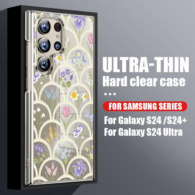 

Цветочный принт Прозрачный тонкий жесткий чехол из ПК для Samsung S25 Ultra S24 FE S23 S22 A16 A55 A35 A15 Прозрачный противоударный защитный чехол для телефона Samsung A13 4G