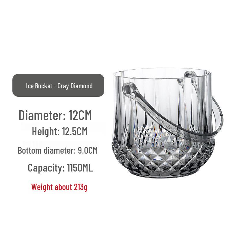 Transparent Plastic Ice Bucket with Tongs