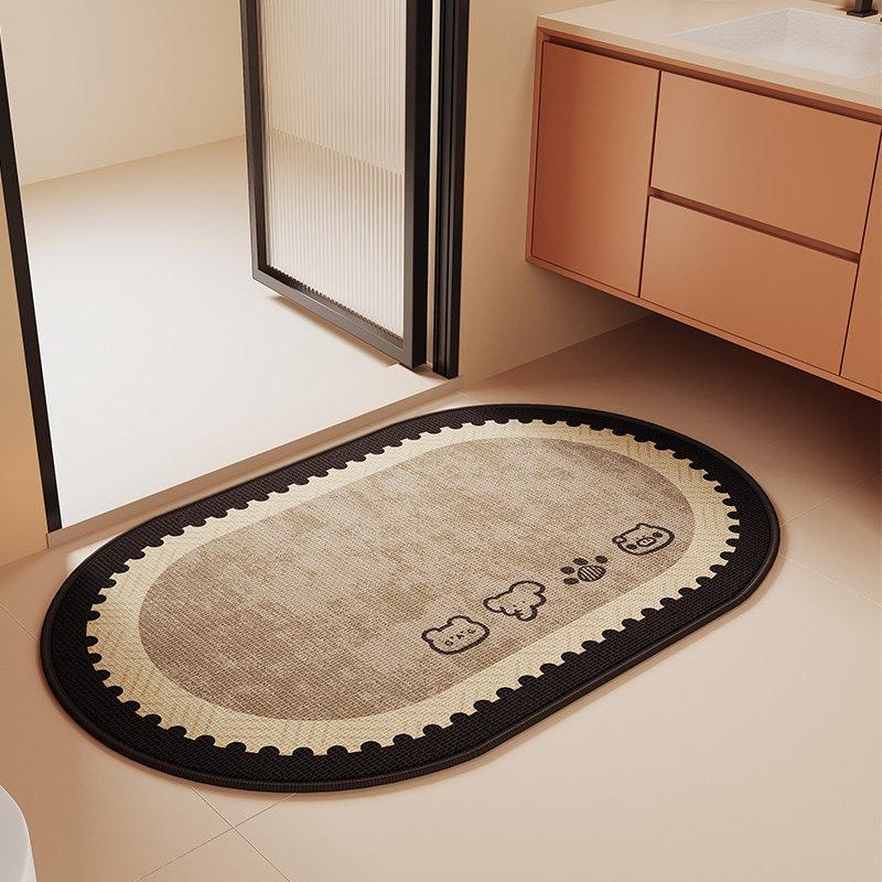 Absorbent Bathroom Rug Non-Slip Diatoms Floor Mat Cartoon Animal Pattern Carpet Toilet Area Rugs Quick-Drying Home Decor Mats