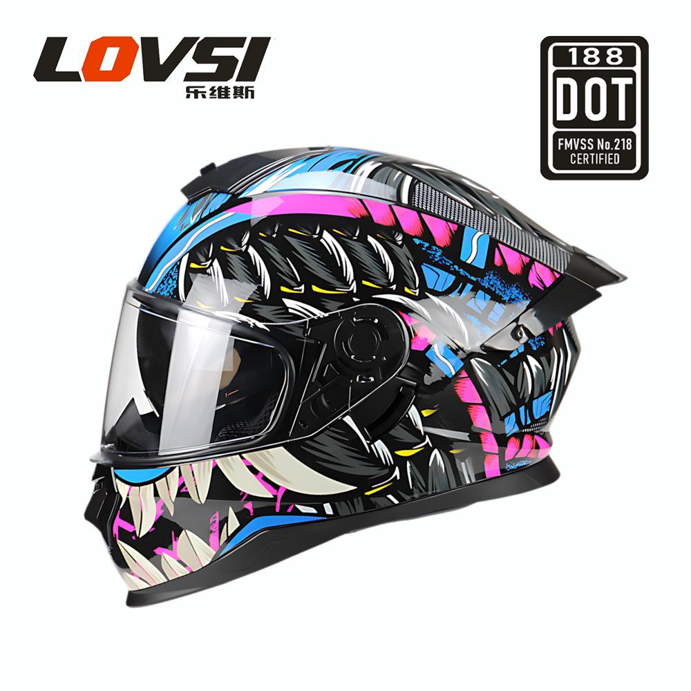 Motorcycle Helmet Black Skull Men's Helmet Motorcycle Full Helmet Men's and Women's All-season Universal Double Lens Riding