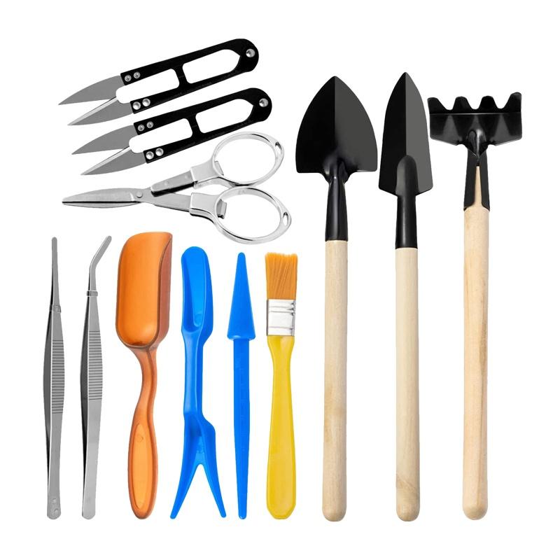 12PCS Garden Planting Tool Set Bonsai Succulent Transplanting Miniature Fairy Mini Garden Planting Gardening Hand Tools For Home