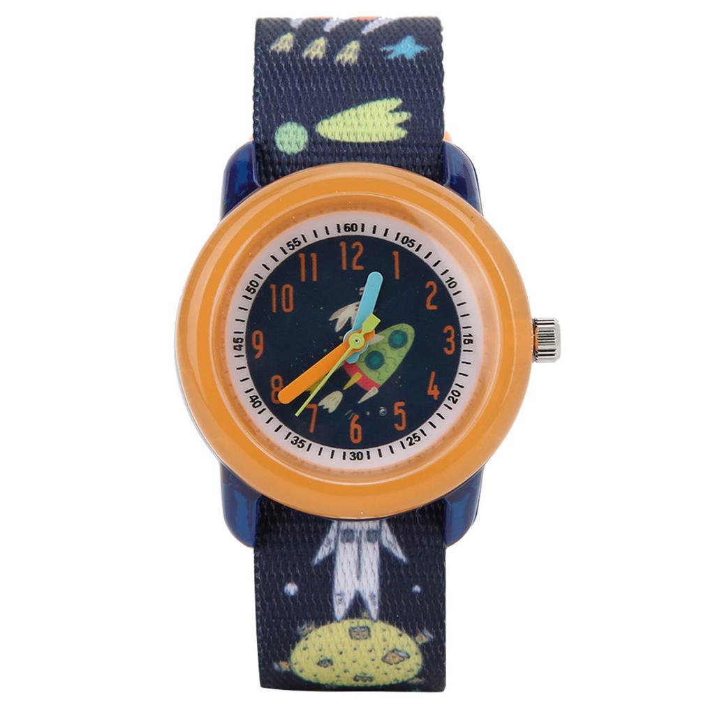 Children Watch Cartoon Pattern Waterproof Ribbon Strap Quartz Children WatchOrange