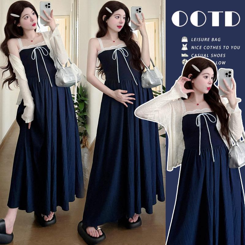 Maternity Lace Two-Piece Splicing Dress + Apricot Knit Sweater, Summer 2026 Collection M
