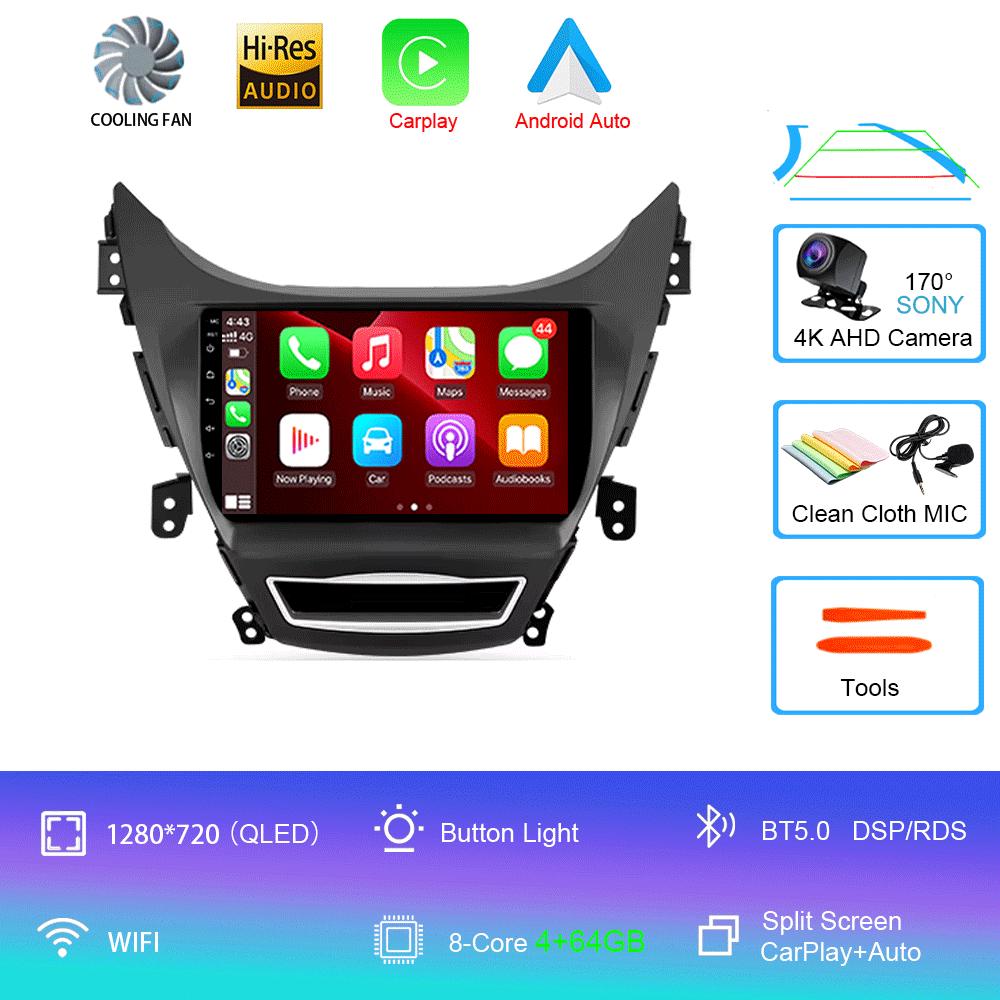 Car Radio Android 14 Carplay Auto For Hyundai Elantra I35 2011 2012 2013 2014 2015 2016 Multimedia Player WIFI+4G BT 2Din Stereo