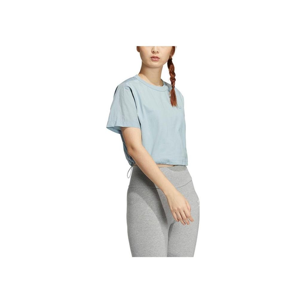 Adidas Originals Short Sleeve Logo T-Shirt Women Tops Blue HP0097