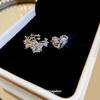 Light luxury zircon love stars round earless ear bone clips personalized trend earrings fashionable cold wind ear clips women