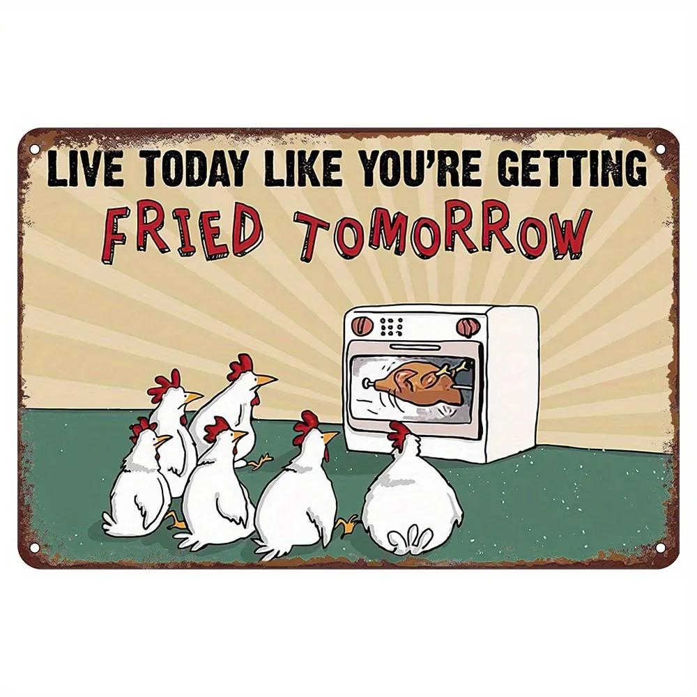 Vintage aluminiumskyltar för kycklingfarm för mysig kaféinredning