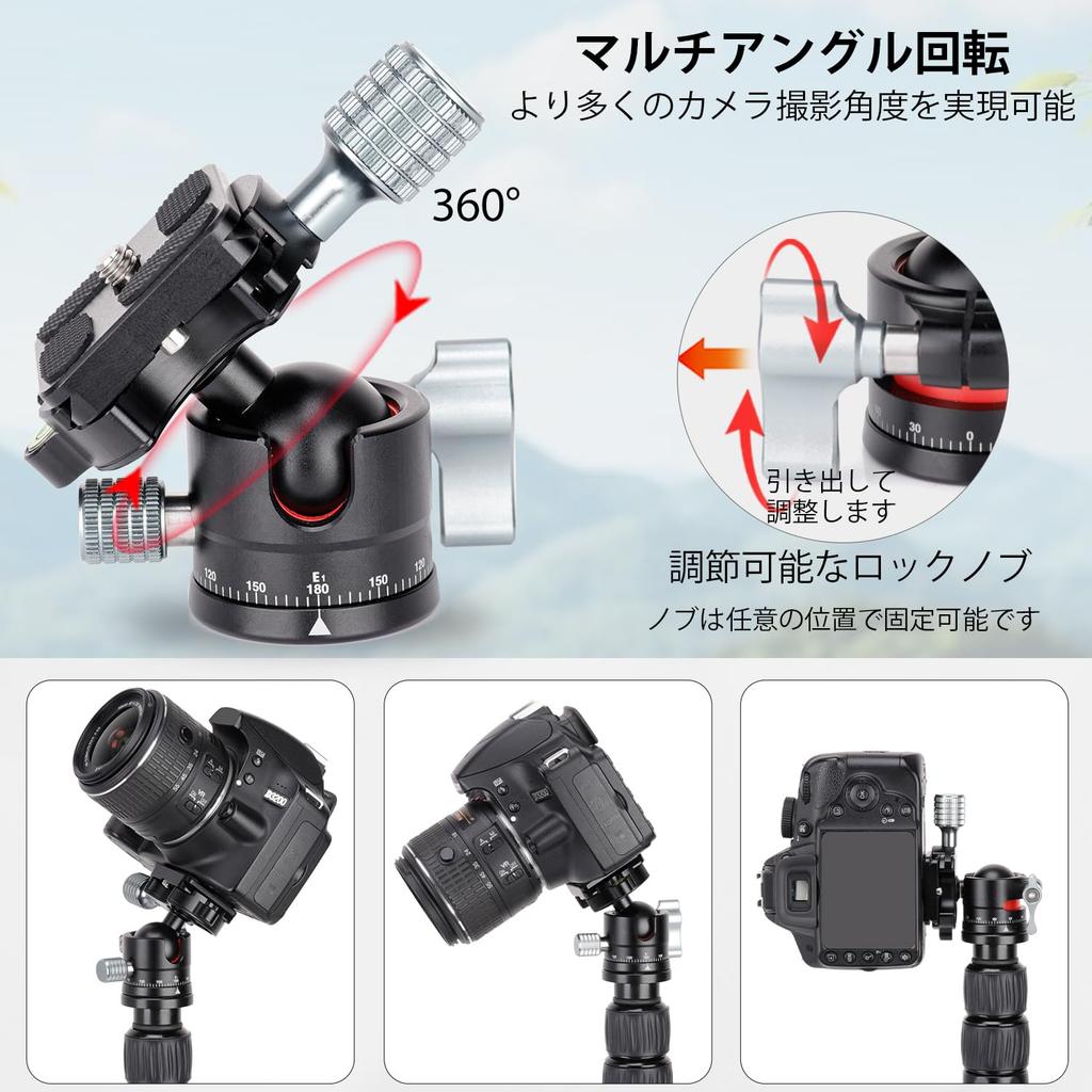 Koolehaoda Ball Low Center of lbs Load 28mm Ball Head CNC Aluminum Alloy with and for Video and Monopods E-1 Head, Gravity, 360° Rotation, 22.5 (10