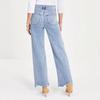 Summer new women's denim trousers with irregular fringes on the feet Simple casual wide-leg trousers for women