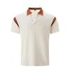 Summer new slim fit polo shirt men's jacquard color blocked collar men's short sleeved shirt