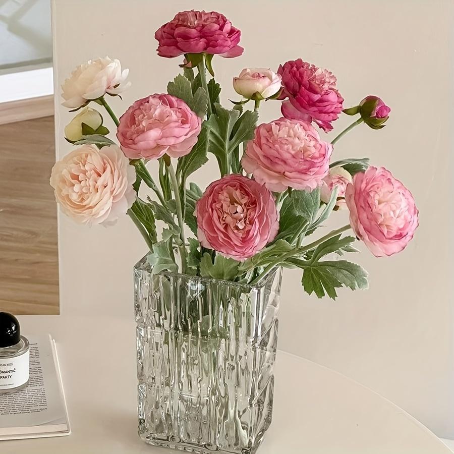 3 Branch Simulation Flocking 3 Dew Lotus, Peony Fake Flowers Home Table Decoration Wedding Scenery Floral.