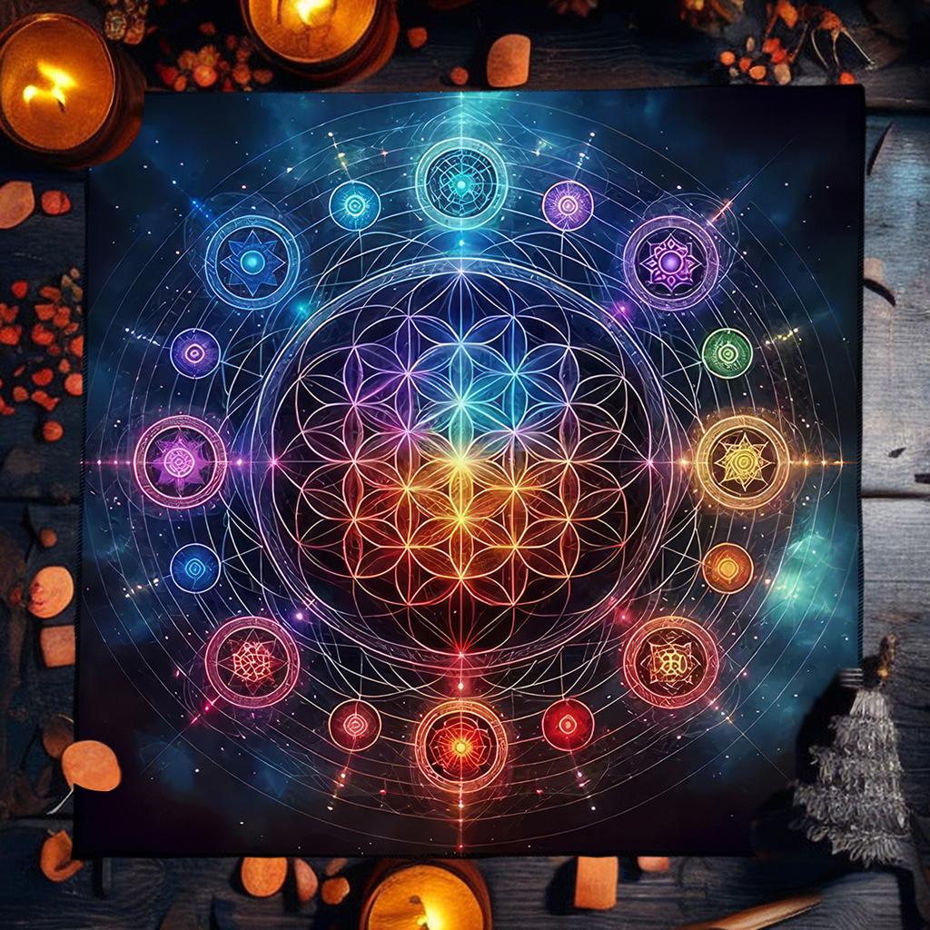 Tarot Tischdecke Mandala Blume des Lebens Altar Tuch Für Divination Meditation Kreis Galaxie Tarot Matte Spirituelle Orakel Karten Pad