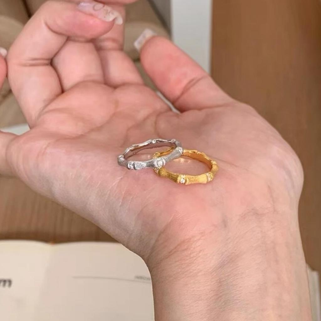 New Chinese Style Antique Style Retro Brushed Bamboo Ring Light Luxury Advanced Brushed Craft Forged Ring 2026