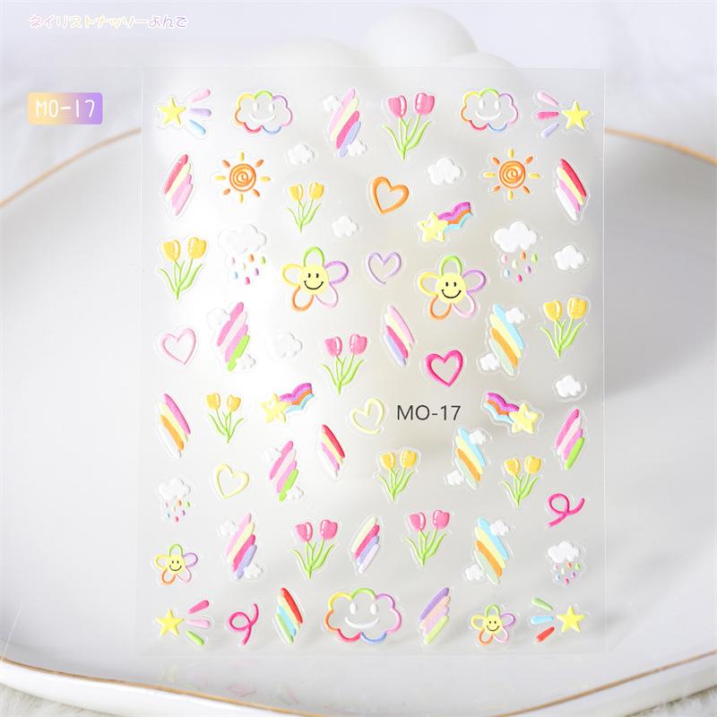 3D Reliefblumen Nagelsticker Kleines Muster Nagelkunst Aufkleber Laser Schmetterling Zubehör Klebeaufkleber DIY Dekorationsaufkleber