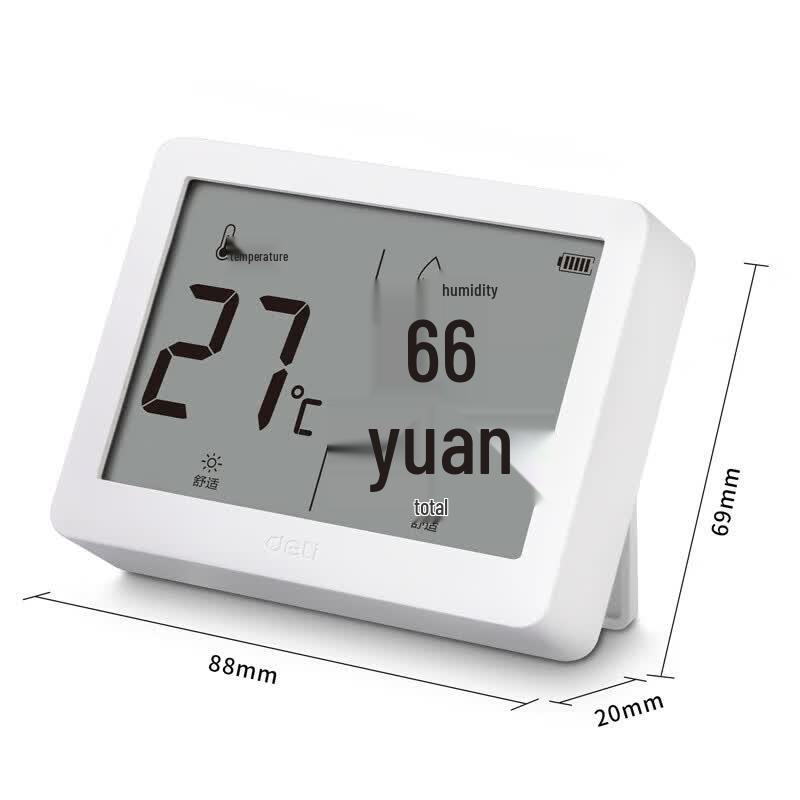 Deli LE501-WH LCD Indoor Thermometer Hygrometer