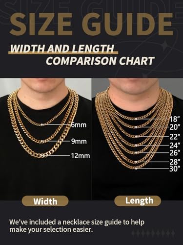 FindChic Miami Cuban Link Chain Stainless Steel 6/9mm Width 45-76cm Necklace