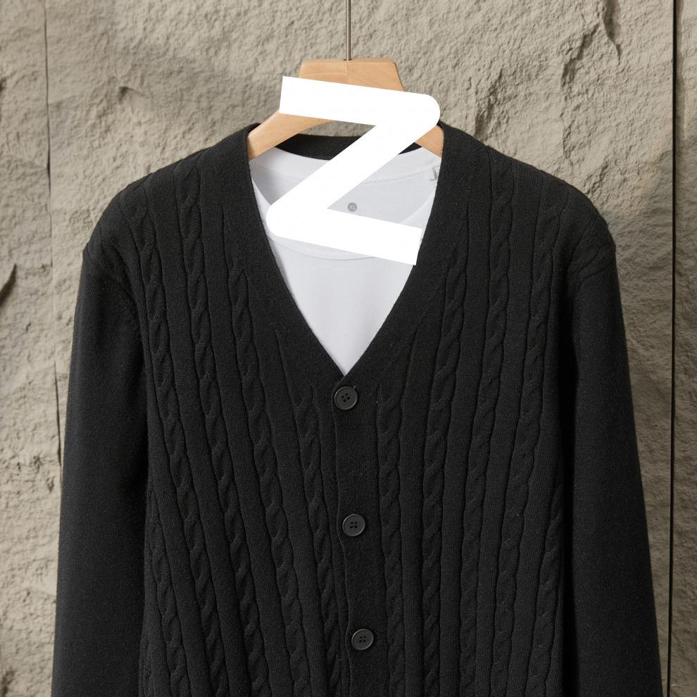 2025 Autumn/Winter Men's Casual Korean Style V-Neck Cardigan Sweater