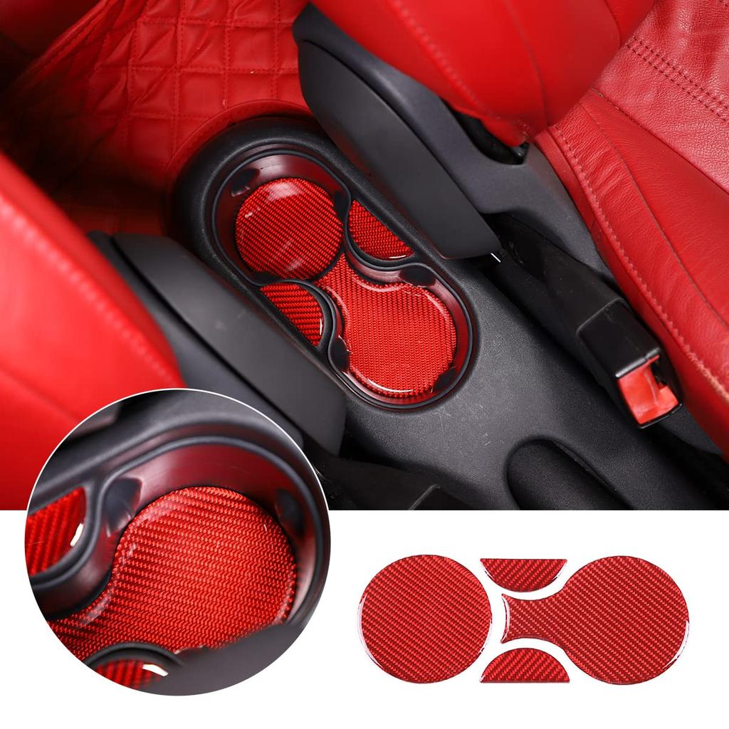 Hcilloend Carbon Fiber Cup Holder Rear Seat Cup Holder Socket Cup Holder and Rear Seat Cup Holder Frames for New Fiat 500 Easy Interior Custom Carbon