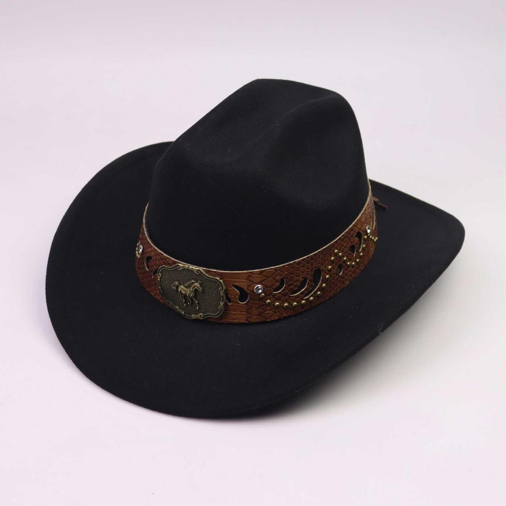New Western cowboy top hat men and women couple gentleman's hat horse head decoration with jazz hat Tibetan