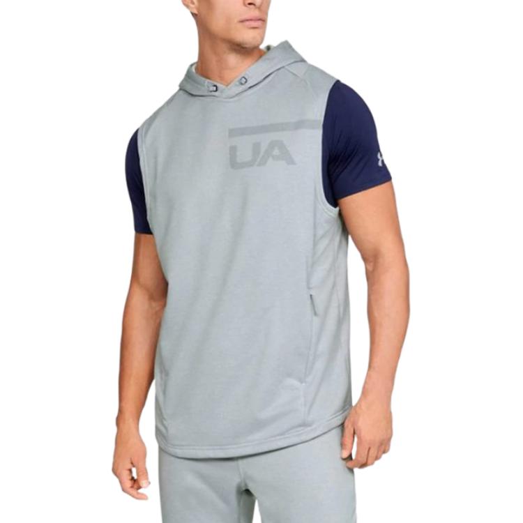 Under Armour Letter Sleeveless Slim Fit Hooded Sweatshirt Men sweatshirt 1306446-100 S