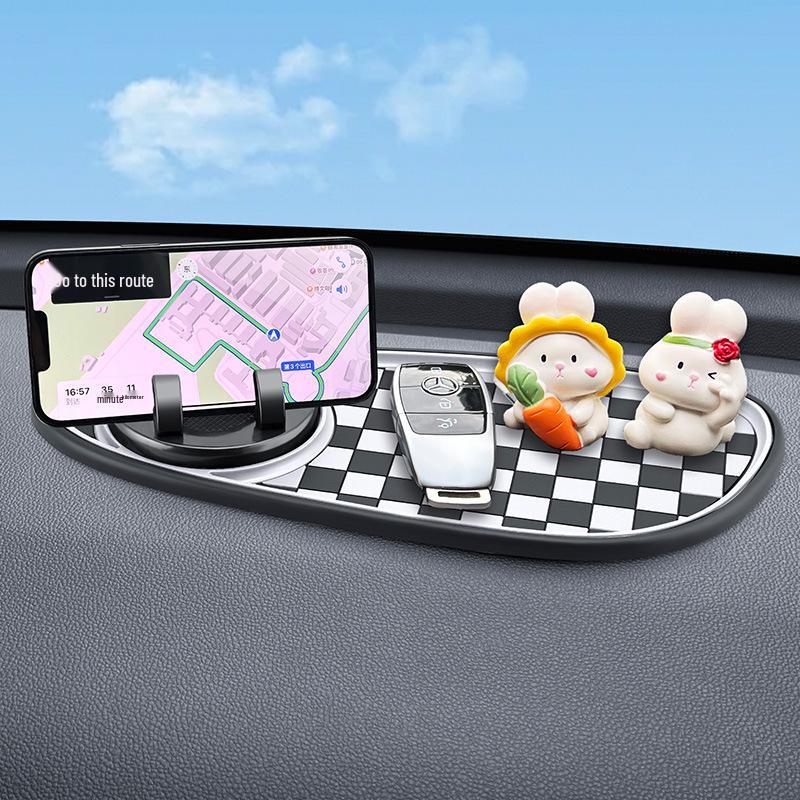 Multi-function Anti-Slip Car Mat with Phone Holder & Parking Number Plate