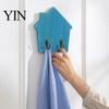 Heavy Duty Key Hanger for Wall Wood House Shape Storage Hook, Strong Traceless Adhesive Decorative Coat Hooks American Style Home Entryway Load