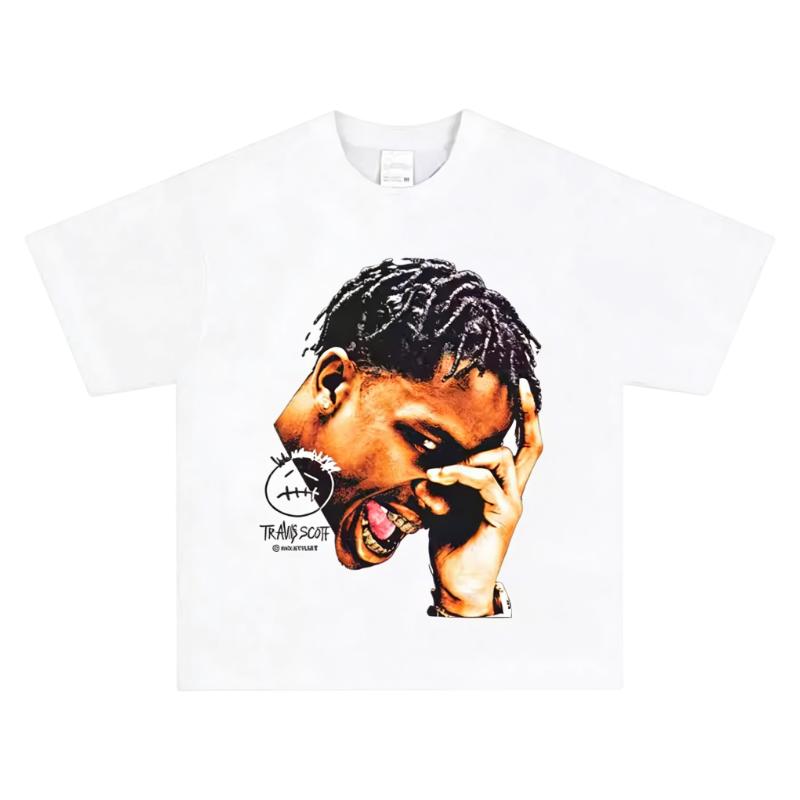 

Travis Scott TShirt Unisex Trap Rap Street Graphic Print Pure Cotton Crew Neck Casual Streetwear Fashion Tops For Men Women 4XL