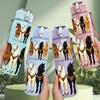 1 STuks Kudde Rennde Paarden 750ml Kleur Plastic Sport Waterfles Lekvrij Flip-up Rietje Deksel Geschikt voor Sport Kantoor Thuisgebruik