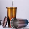 500ml Stainless Steel Vacuum Straw Cup Juice Coffee Mug with Lid Portable Double-Layer Insulation Bottle For Home Drinkware