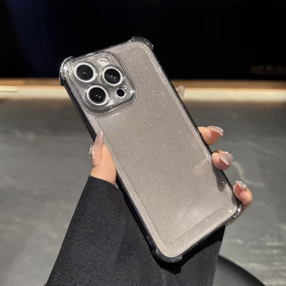 

Glitter Transparent Silicone Case For iPhone 13 12 11 14 15 16 17 Pro Max 17 Air Fundas Airbag Shockproof Soft TPU Cover iPhone Air