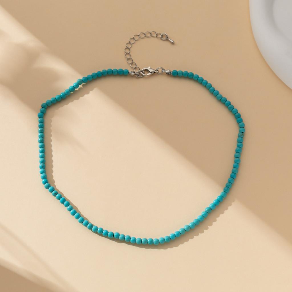 Style Ins Chic Turquoise Beaded Necklace For Women With Highend Aesthetic Appeal