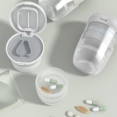 Portable Multifunctional Medicine Box Cutting Grinding Medicine Divided Sealed Stored with Water Cup Medicine Box