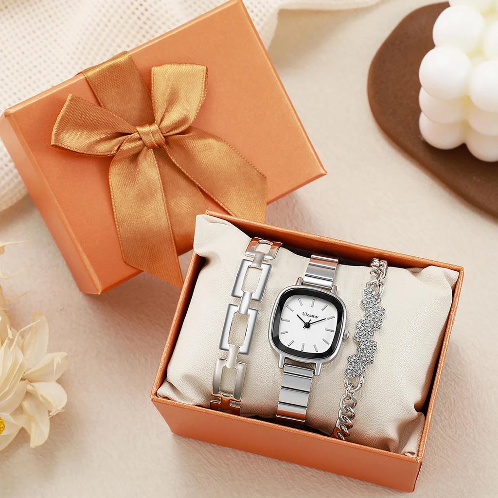 Fashion trend versatile alloy material square dial women's quartz wrist watch, suitable for Christmas, Thanksgiving gift