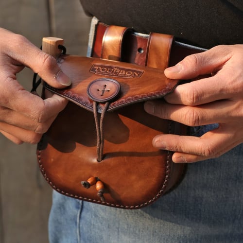 TOURBON Shell Pouch, Leather Tool Pouch, Belt Carry Case for Airsoft, Camping, Mountaineering, and Fishing