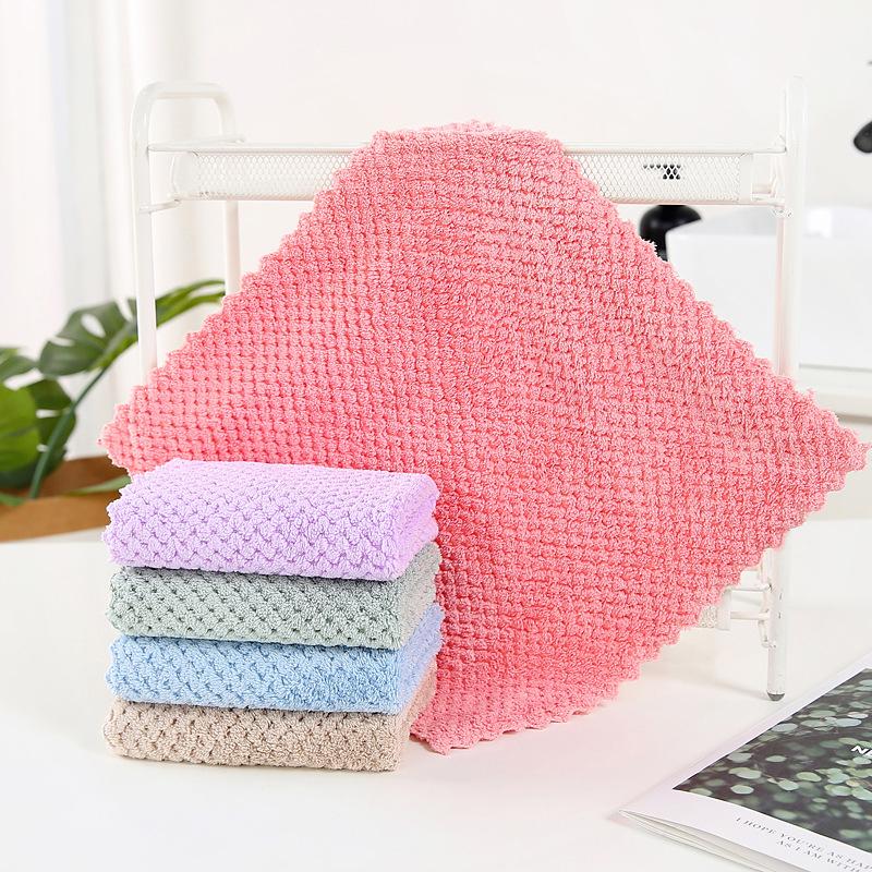 Waffle Weave Cleaning Cloths Super Absorbent Quick Dry Soft Coral Fleece No Lint Non Scratch for Car Detailing Kitchen Dish Washing