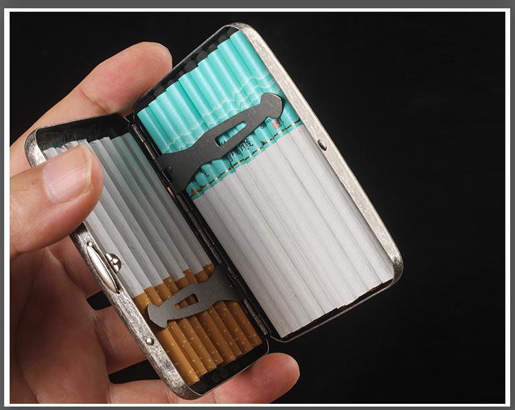 Vintage Antique Silver Dual-Use Cigarette Case for 6.5mm Medium/Regular Cigarettes - Holds 20/16 Count