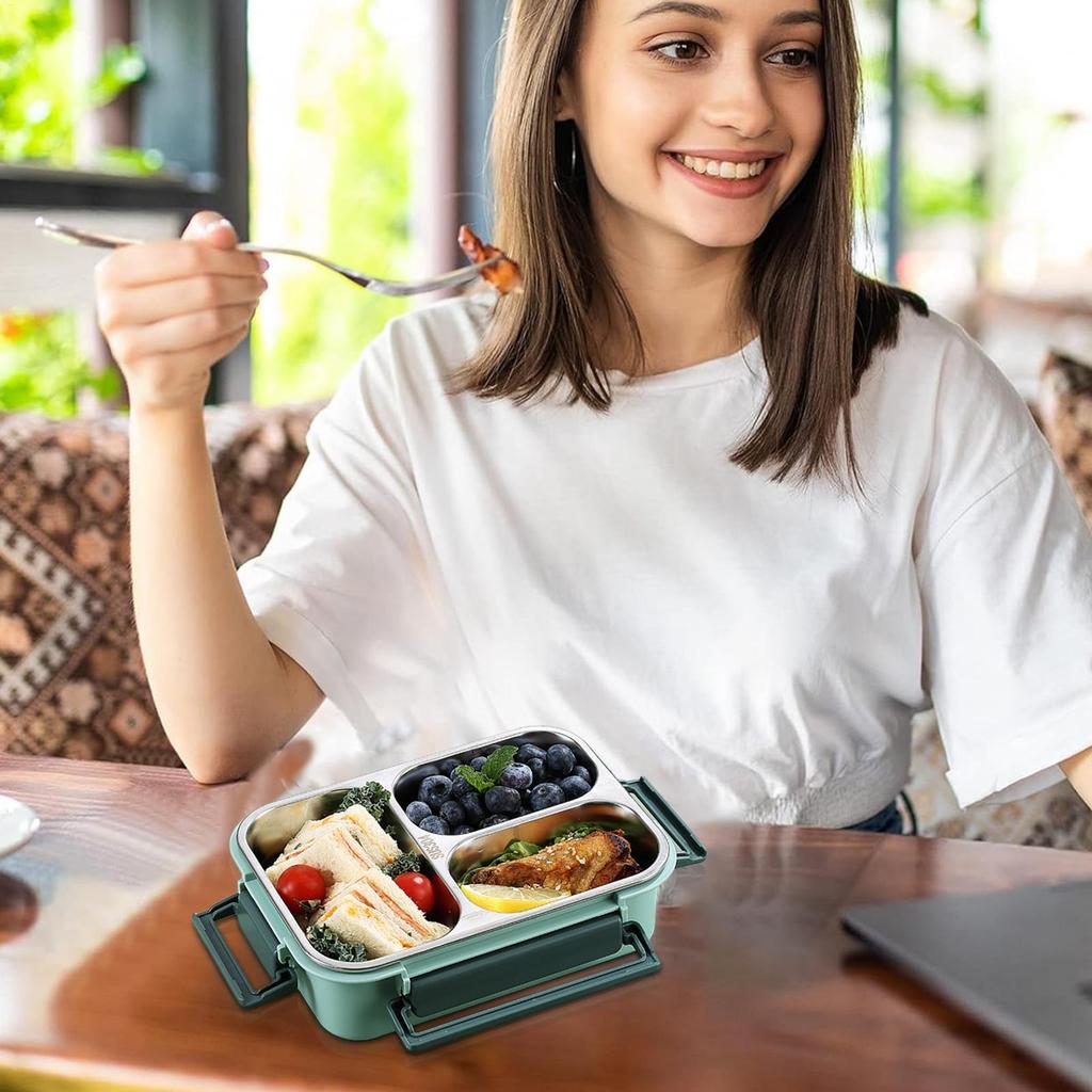 304 Stainless Steel Compartment Insulated Lunch Box Office Worker Students Sealed Portable Salad Bento Microwae Food Container