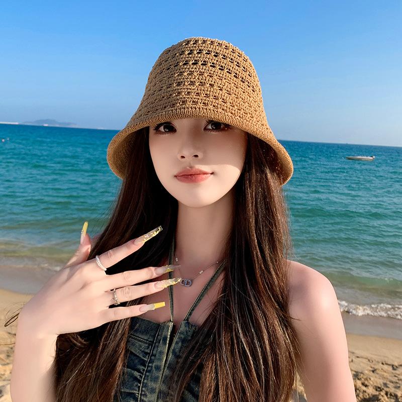 Premium Sense Silk and Linen Woven Bucket Straw Hat, Light and Breathable In Summer, Washbasin Hat, Outdoor Fashion Sun Hat