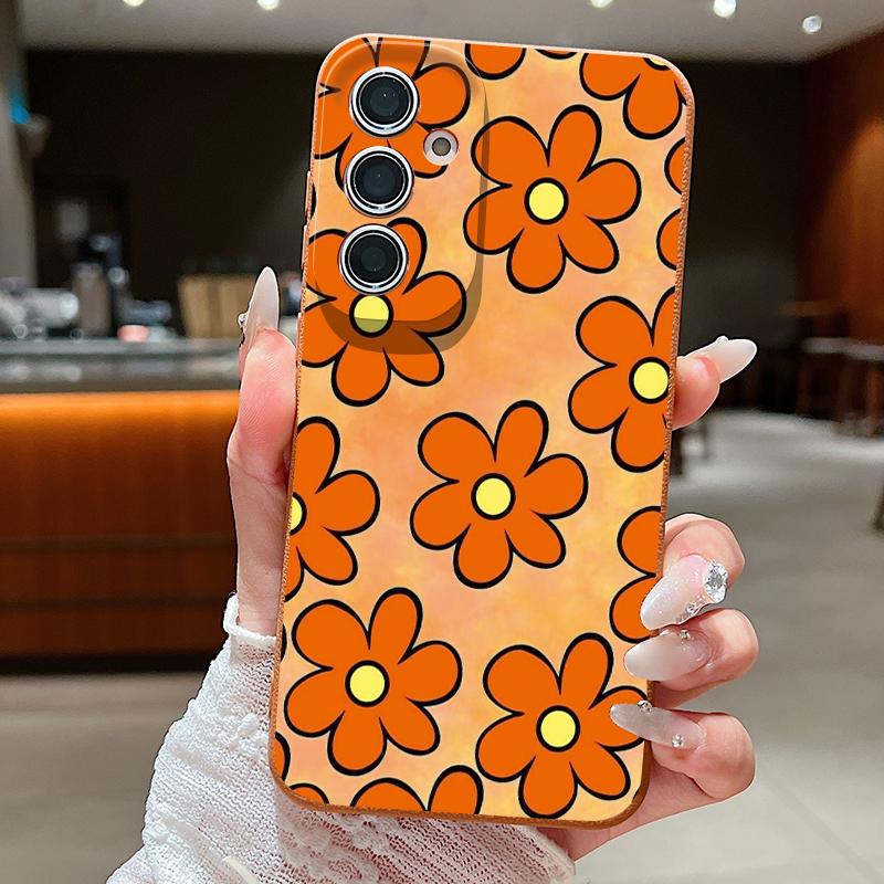 

Oil Painting Flower Case For Samsung S26 S25 Ultra S24 FE S23 Plus S22 S21 A15 A16 A17 A35 A36 A37 A54 A55 A56 A57 5G Leather Texture Soft Cover Samsung S25 Plus коричневий