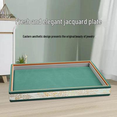 Elegant Chinese Jacquard Jewelry Display Tray for Jade Bracelets