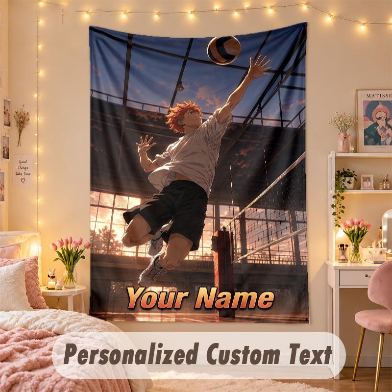 Benutzerdefinierter personalisierter Wandteppich, Haikyuu-Druck, benutzerdefinierter Text mit Namen, Wanddekoration zum Aufhängen für das Schlafzimmer