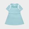 FILA Fusion Letter Print Polo Collar Loose Short Sleeve Dress Women dresses Clear-Lake-Blue T11W322304FBU