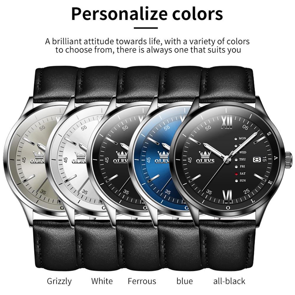 OLEVS 2931 Oem Custom logo Luxury Luminous Japanese Movement Sports Calendar Fashion Genuine Leather Strap Men's Quartz Watch