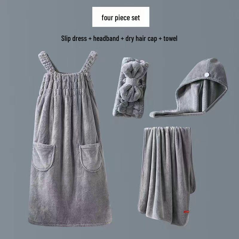 Women's Wrapable Cotton Bath Towel - Quick-Drying, Absorbent, Wearable Skirt with Pocket (2024 Summer Edition)