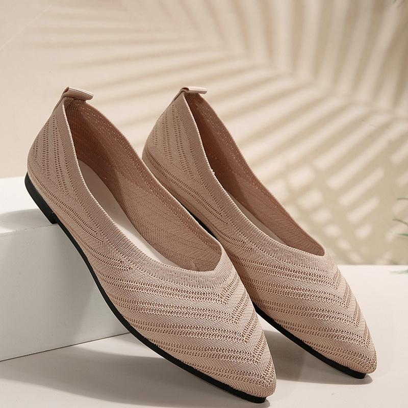 

Вязаные однотонные туфли большого размера, новая удобная и дышащая модная универсальная женская обувь на плоской подошве 43 хаки