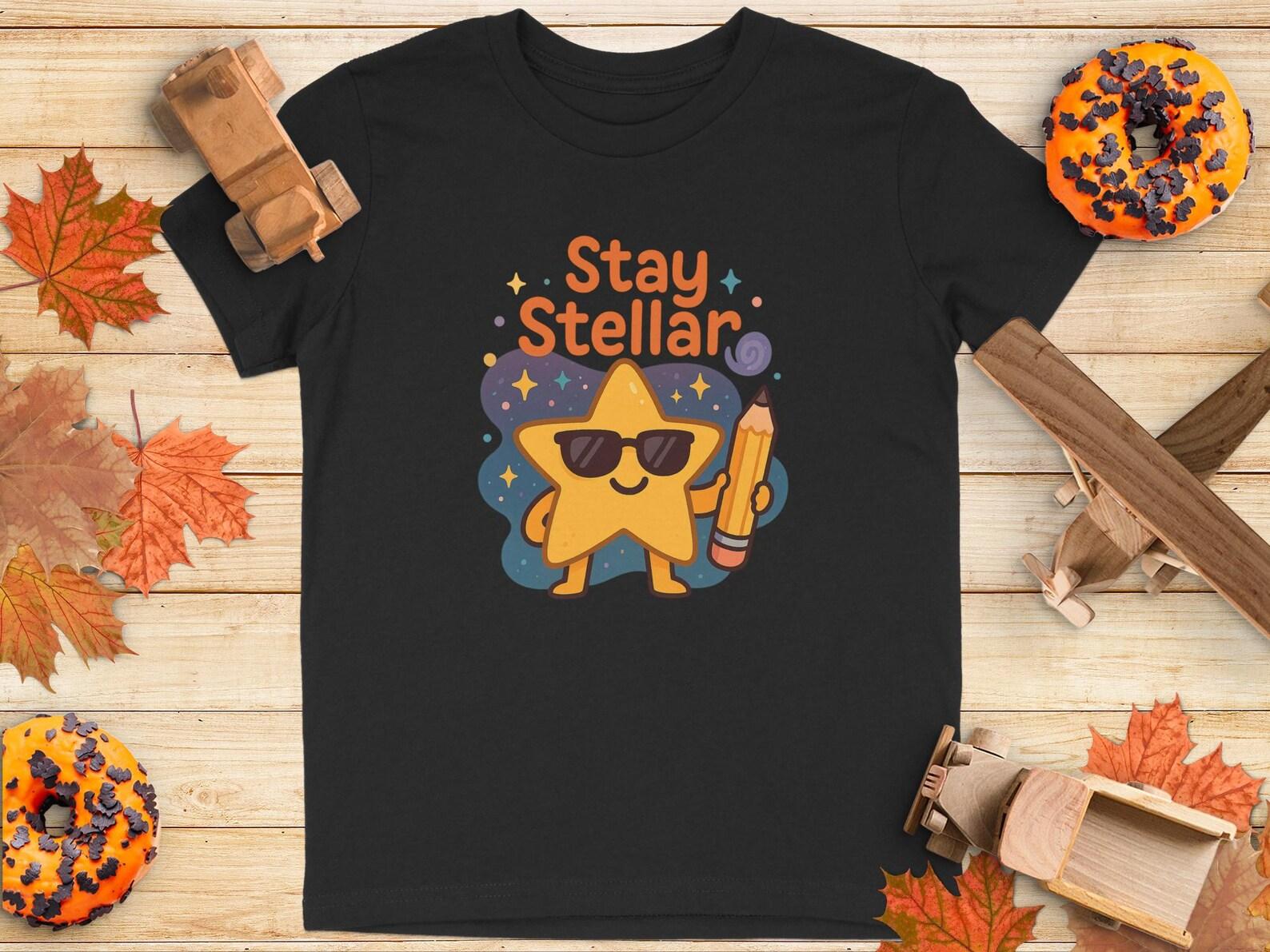 Stay Stellar Star T-Shirt, Writer Gift, Youth Sizing T-Shirt 160