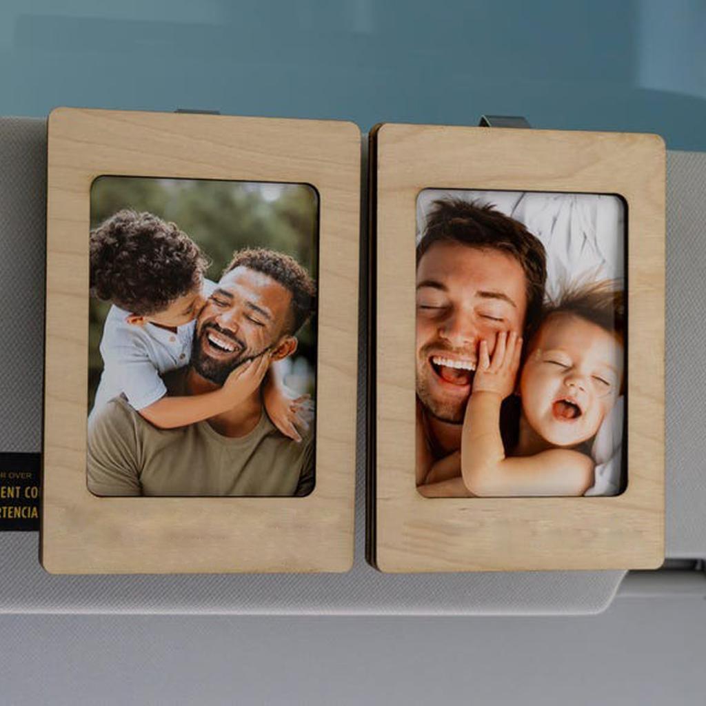 1 Piece 12cm * 8cm Car Sun Visor Photo Clip, Wooden Mini Photo Frame, Car Interior Decoration Accessory